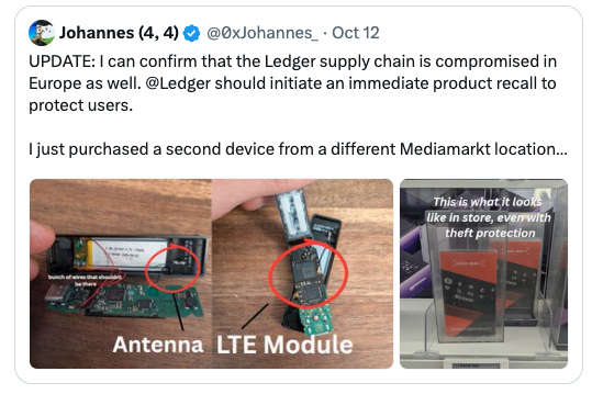 De crypto wallets van Ledger zijn mogelijk onveilig en gebruikers van de wallets moeten extra alert zijn! Overweeg je crypto tegoeden te verplaatsen naar een veilige exchange zoals Bitvavo bijvoorbeeld